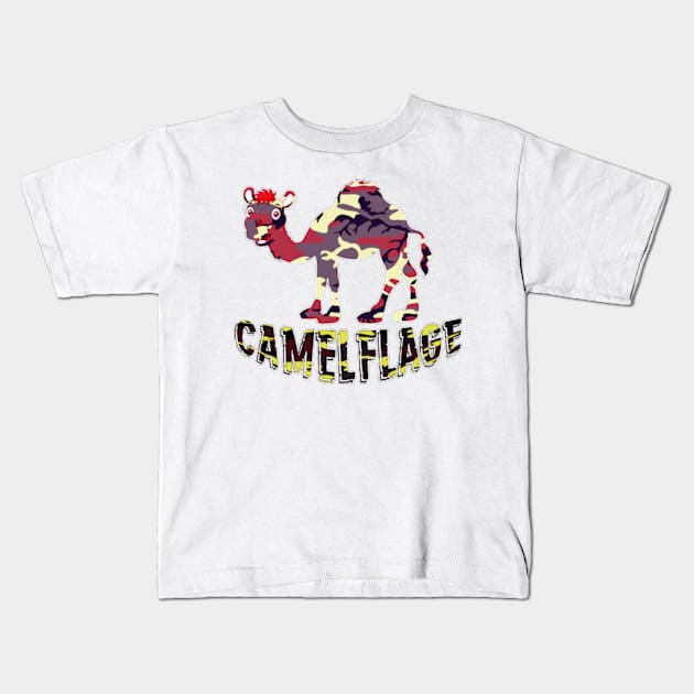 Camelflage funny merch for camels lovers, army lovers, camouflage lovers Kids T-Shirt by Goods-by-Jojo